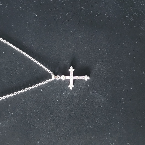 Baby pink and clear genuine cubic zirconia cross.**Everything Must Go SALE* - Picture 2 of 3